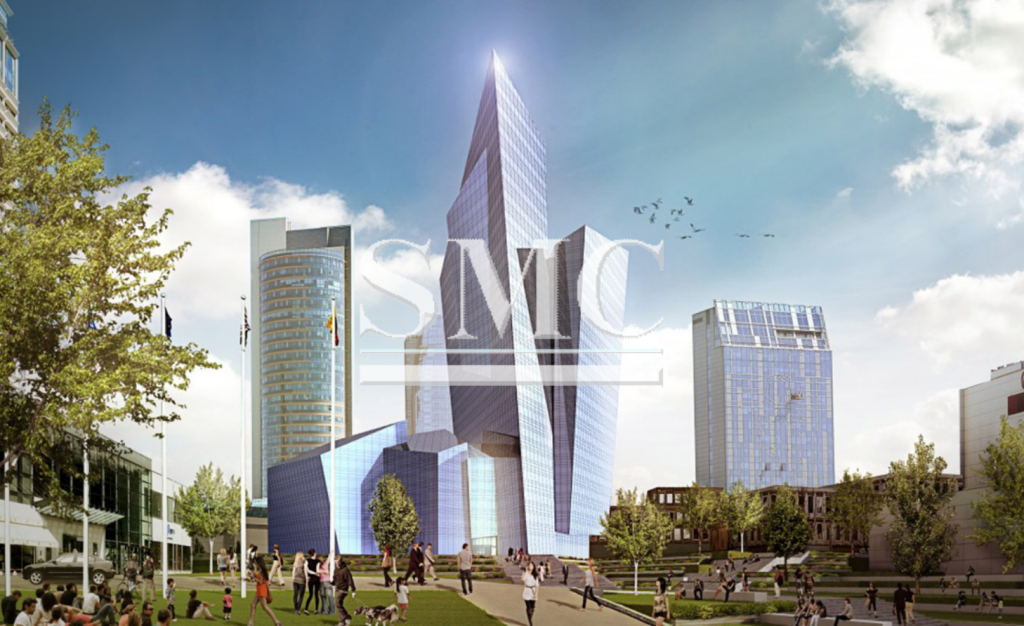 Daniel Libeskind creates stack of glass volumes for downtown tower in Lithuania